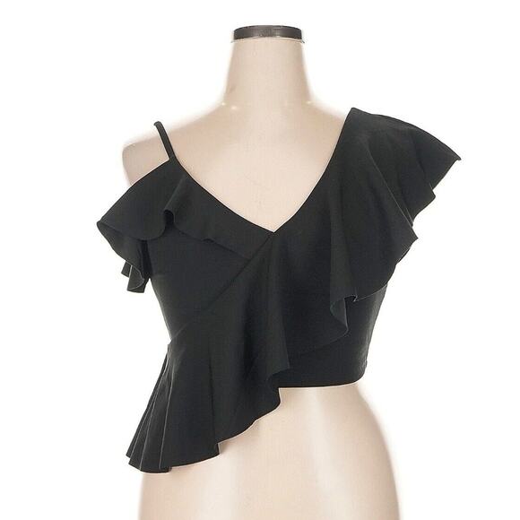 NWT River Island Asymmetric Black Tunic Blouse Boho Cocktail Unique Sz 14 NEW - Picture 1 of 7